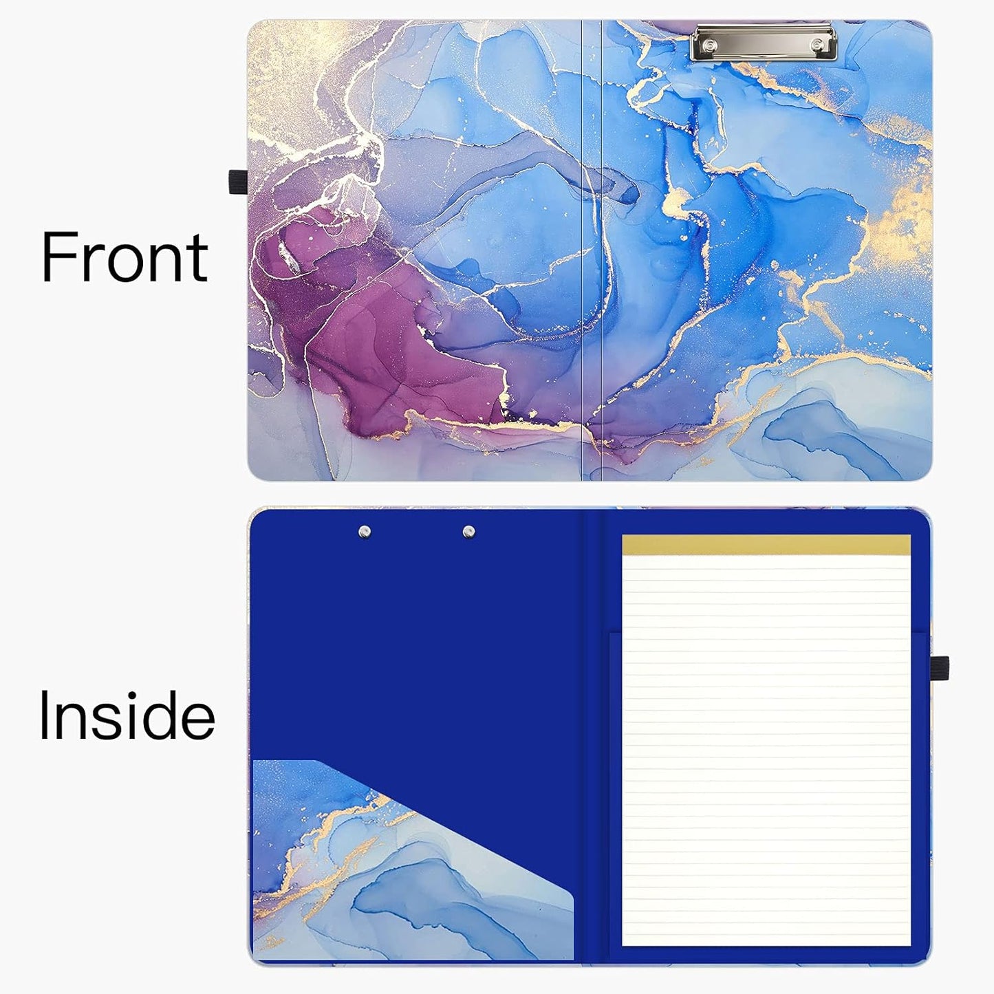 Hongri Clipboard Folio with Refillable Lined Notepad and Interior Storage Pocket for Students, Classroom, Office, Women, Man, Cute Custom Pattern, Size 12.8 x 9.2 in, Classic Flower