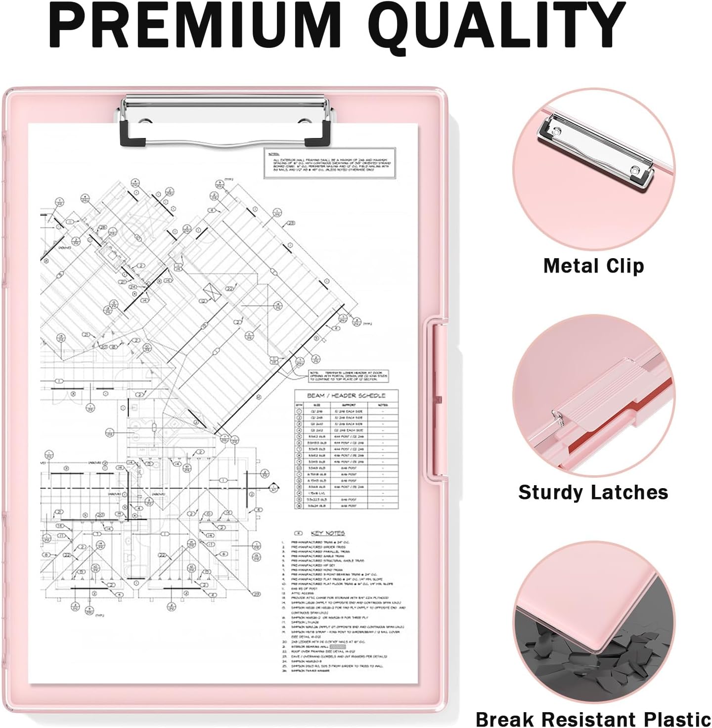 Rimilak Plastic Clipboard with Storage, Side Opening with 2 Compartment, Size 13.3 x 9.4 x 1.5 Heavy Duty High Capacity Nursing Box for Work School & Office Supplies, Black