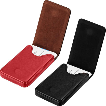Outus 2 Pieces Business Card Holder, PU Leather Business Card Case Pocket Wallet with Magnetic Shut for Valentines Gift Men Women(Black and Coffee,Classic)