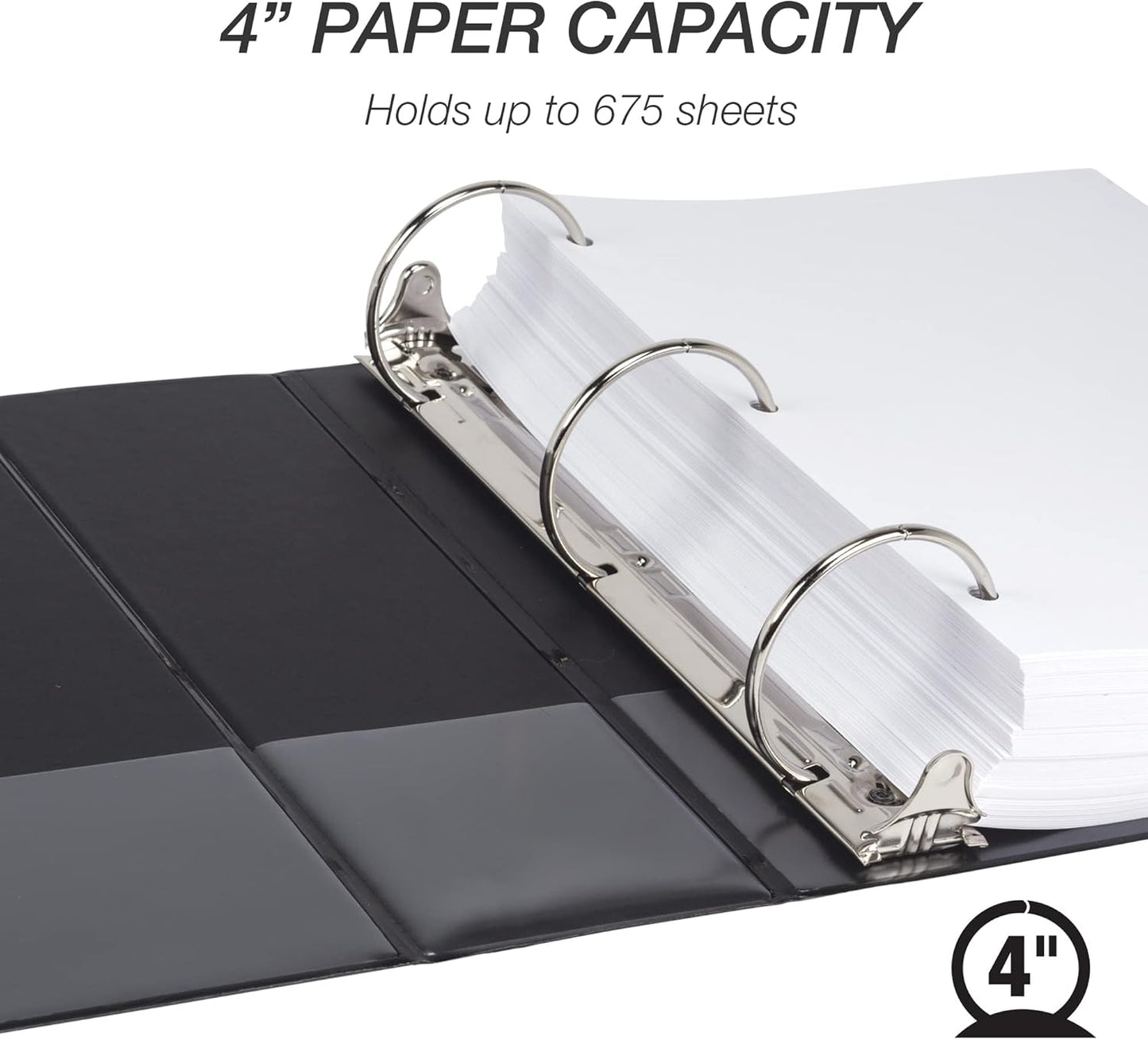 Samsill 1.5 Inch 3 Ring Binders, Economy Round Ring, Clear View Cover, 325 Sheet Capacity - for School, Home, Office - White, 4 Pack
