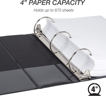 Samsill 1.5 Inch 3 Ring Binders, Economy Round Ring, Clear View Cover, 325 Sheet Capacity - for School, Home, Office - White, 4 Pack