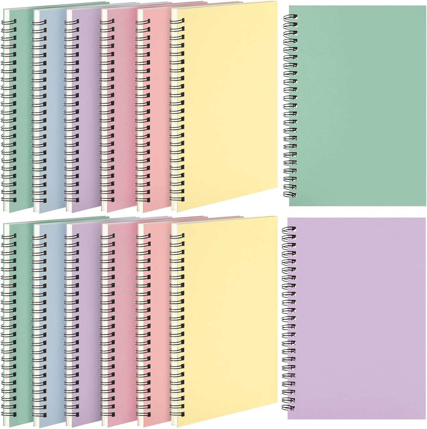 Leelosp 12 Pack Small Spiral Notebook Lined Spiral Journal College Ruled Notebook Wire Bound Kraft Cover, 120 Pages for Work (Multicolor,5.5 x 8.3 Inch)
