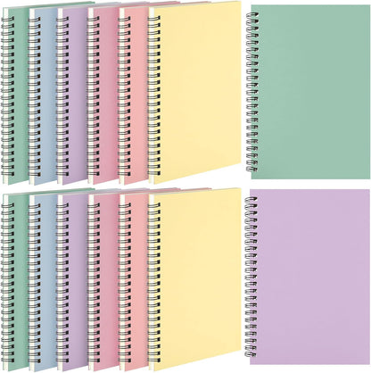 Leelosp 12 Pack Small Spiral Notebook Lined Spiral Journal College Ruled Notebook Wire Bound Kraft Cover, 120 Pages for Work (Multicolor,5.5 x 8.3 Inch)