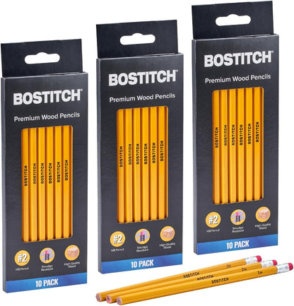 Bostitch Premium #2 Pencils, Premium Wood, Unsharpened, HB Graphite, 10-Pack