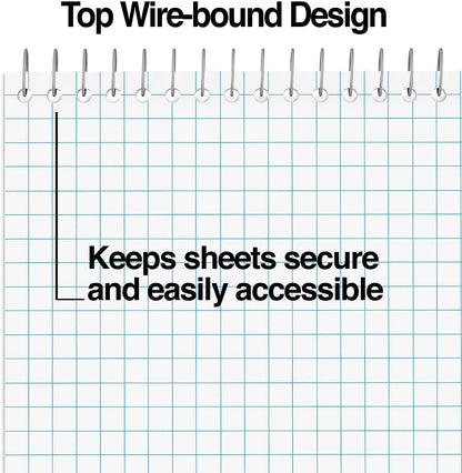 STAPLES Steno Pads, 6” x 9”, Graph Ruled, White, 80 Sheets/Pad, 18/Carton