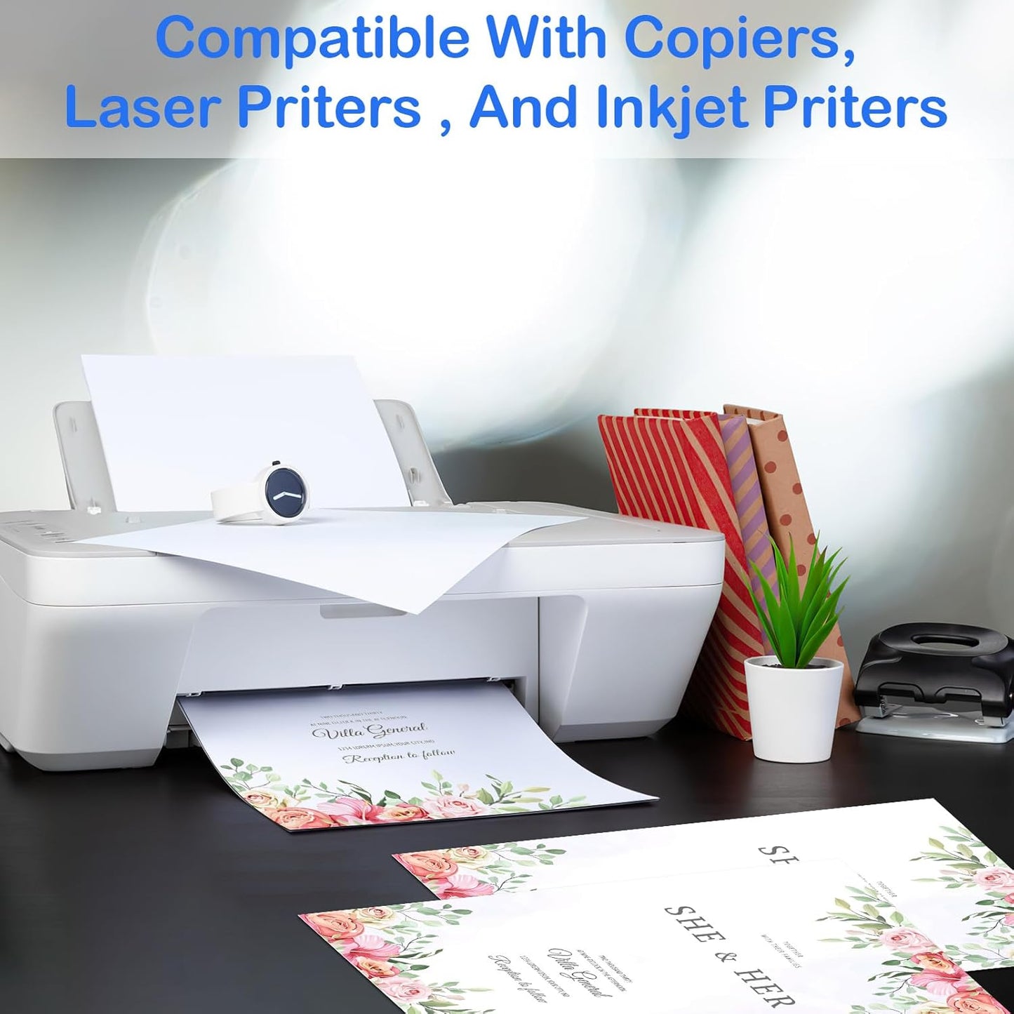 White Cardstock，40 Sheets Heavy Cardstock, 8.5" x 11" Thick Printable Cardstock, 75 lb /200gsm Cardstock Paper for Invitations, Business Cards, Postcards, Crafts, Art, Wedding, DIY Cards