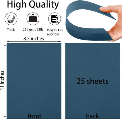 25 Sheets Black Cardstock Paper 8.5'' x 11'', 250gsm/92lb Thick Paper for Scrapbook, Invitations, Printing and DIY Cards