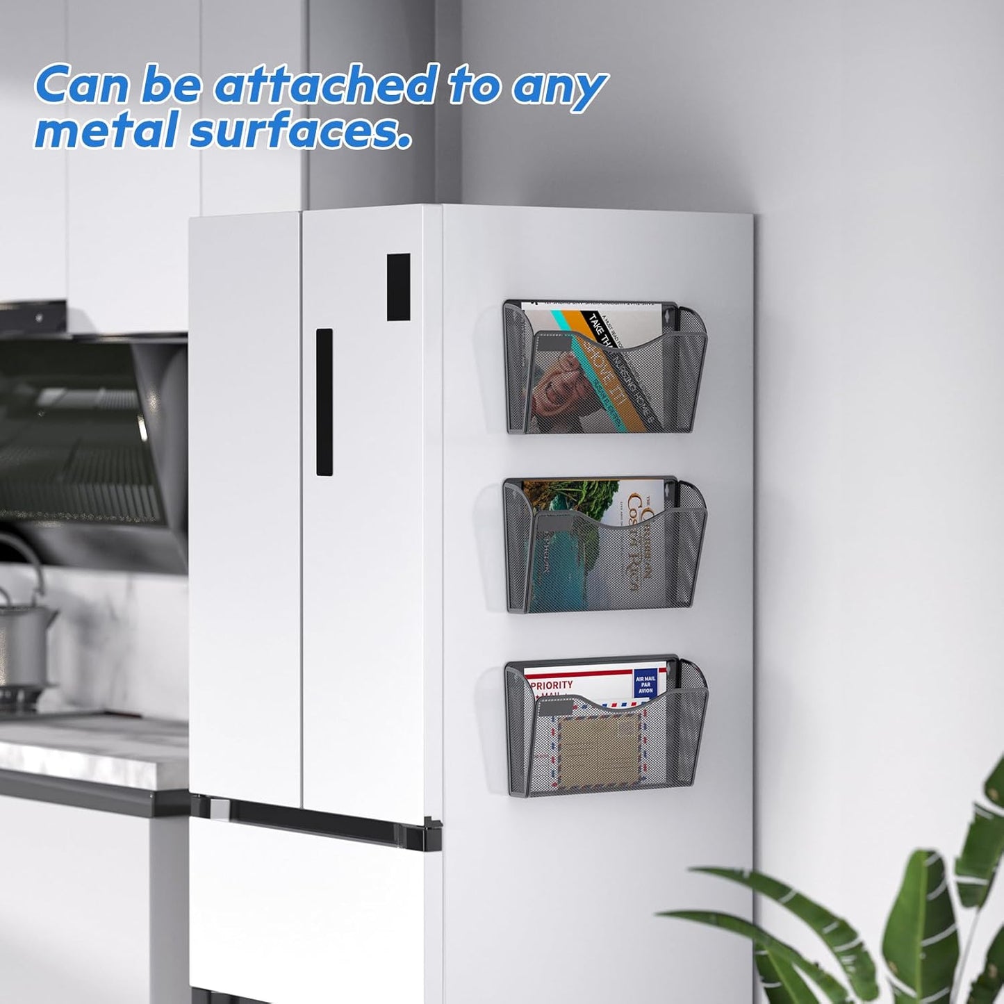 samstar 6 Pack Mesh Wall Mounted File Holder Metal Wall File Pocket Mail Organizer for Office/Home(with Label Panel)