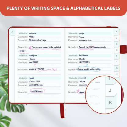 MOSA BEAR Password Keeper Book with Alphabetical Tabs，4.3"x5.7" Small Password Books for Seniors Password Notebook for Internet Website Address Log in Detail（Dark Blue）