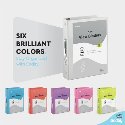 Enday 1 Inch Binder (6 Pack - Grey) 3 Ring Binder 1 inch with Clear View Cover and 2 Inside Pocket - for Letter Size 8.5 x 11'' Paper, Ideal for School Supplies, Office, and Home