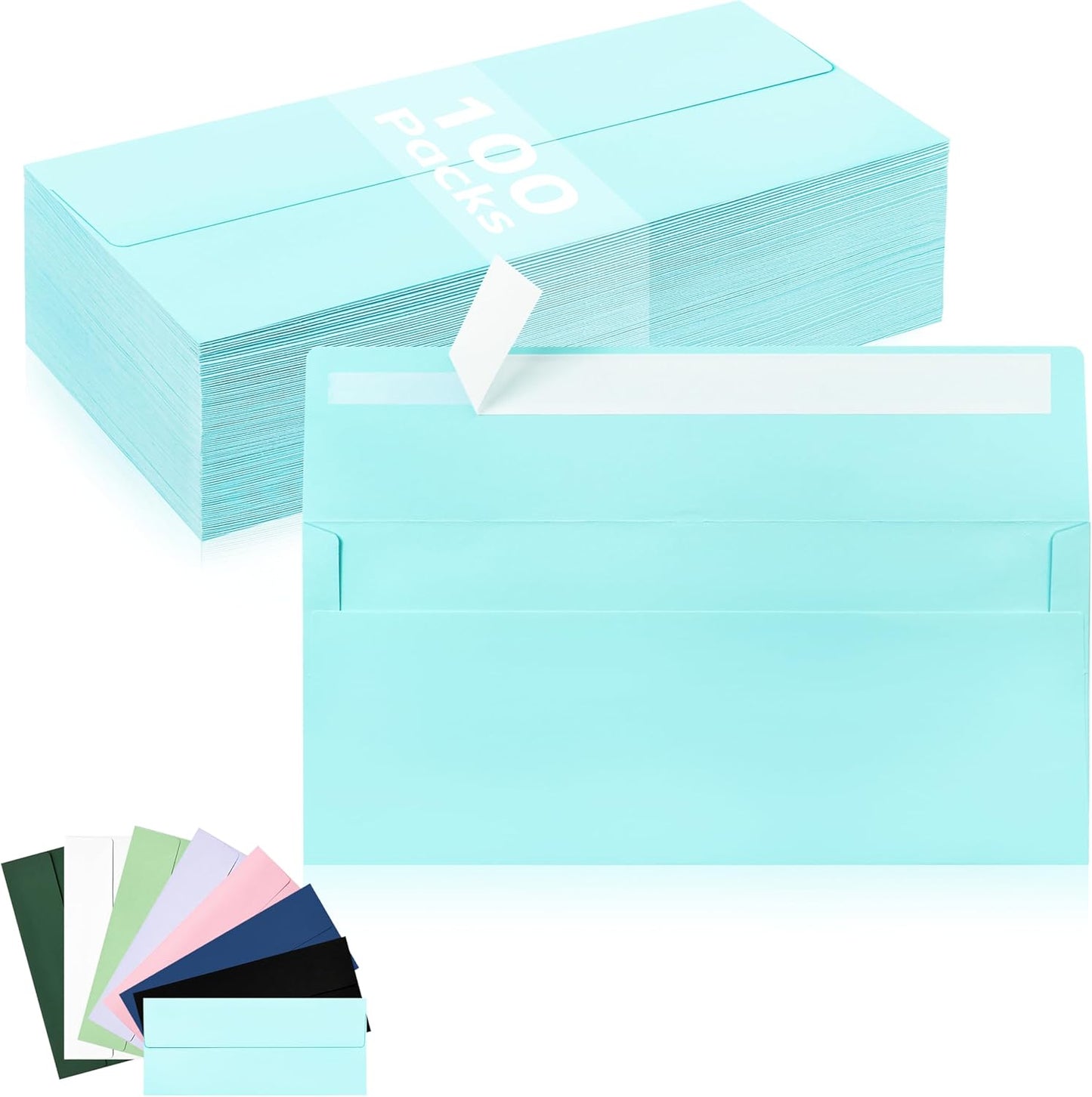 50 Pack #10 Business Envelopes, Sage Green Standard Envelopes Self Seal, Letter Size Mailing Envelopes for Checks Letters Invoices Statements Birthday Graduation Wedding, 4 1/8 x 9 1/2 Inch