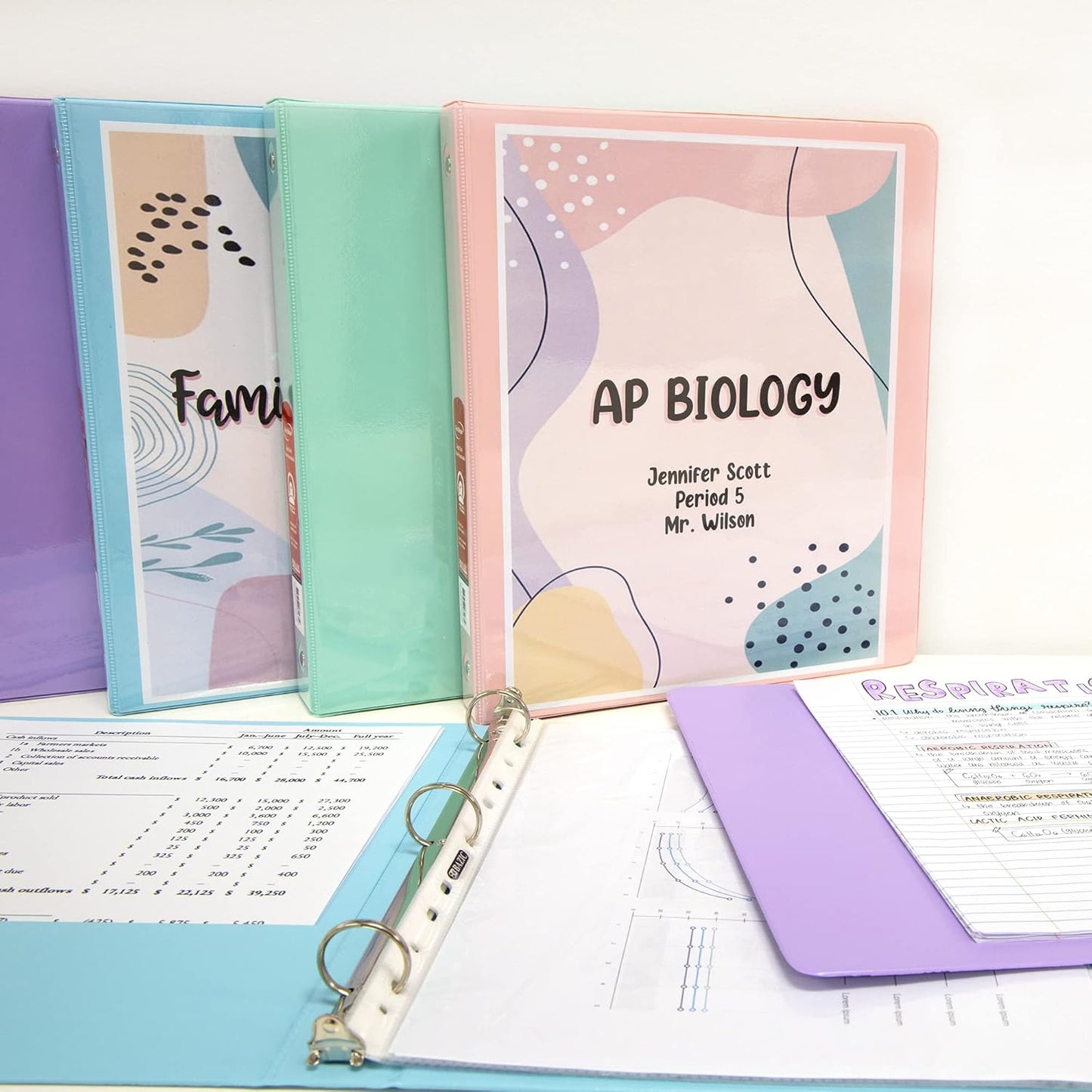BAZIC Products 3 Ring Binder 1" Economy View Binders Organizer - Pastel Color, Round Ring, Hold 175 Sheets Paper, for School Office Home, 4-Count