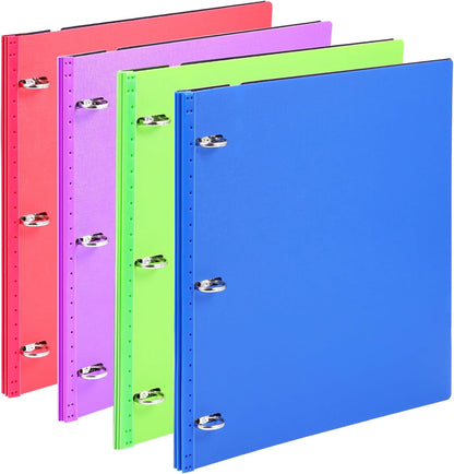 WOT I 1 Inch Telescoping 3 Ring Binder 4 Pack, Expandable Flexible Binder with Customizable Front Cover & Clear Catalog Pocket, Holds 225 Sheets, School Office Supplies, White