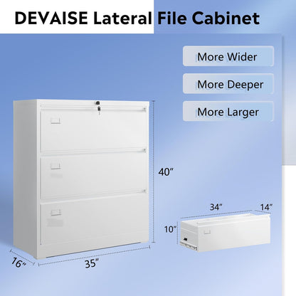DEVAISE 3 Drawer Mobile File Cabinet Under Desk Office, Fully Assembled Except Casters, Letter/Legal Size, Black