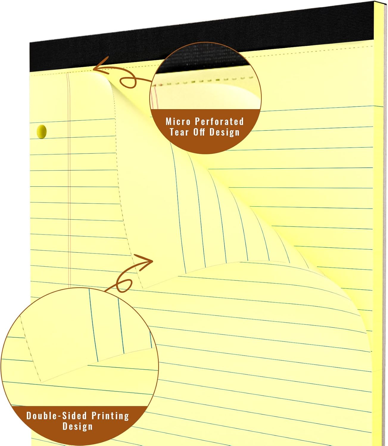 HAUTOCO 12 Pack 8.5 x 11 Legal Pads White Wide Ruled Notepads Perforated Writing Pads, 30 Sheets Per Notepad, 3-Hole Punched Paper, Writing Note Pads for School, Home, Office, Business