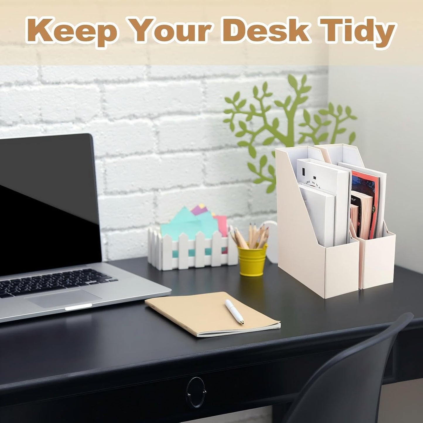 AmazingSpark 5 Pack Magazine File Holder Office Desk Storage Holder Set Vertical Desk Cardboard Organizer for Office Home Classroom Organize Your File Magazines Paperwork Books or Binders(Sage Green)