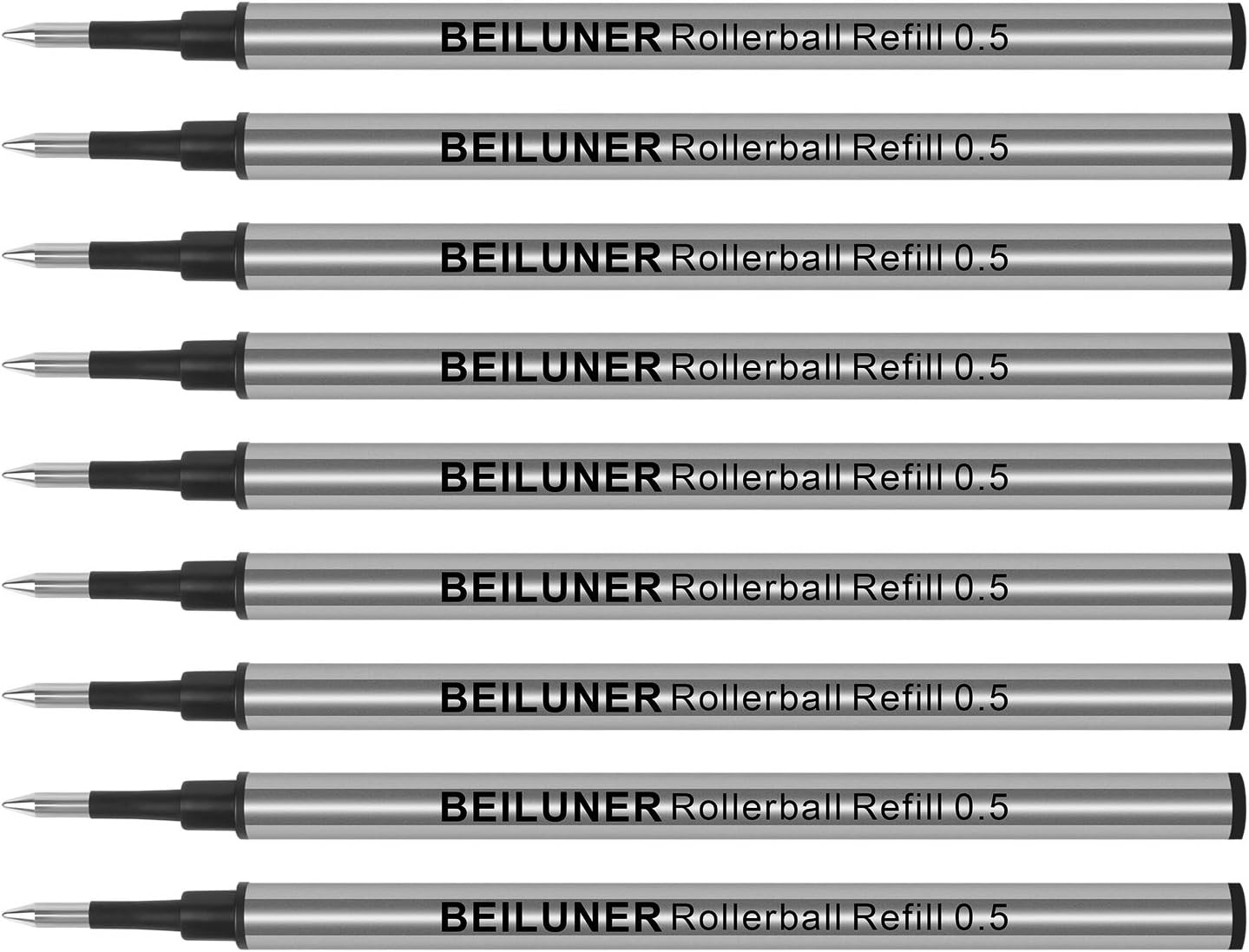 BEILUNER 0.5mm Replaceable Refills Compatible Luxury Wooden Ballpoint Pen Writing Set, Black Ink, direct insertion - 9 Pack