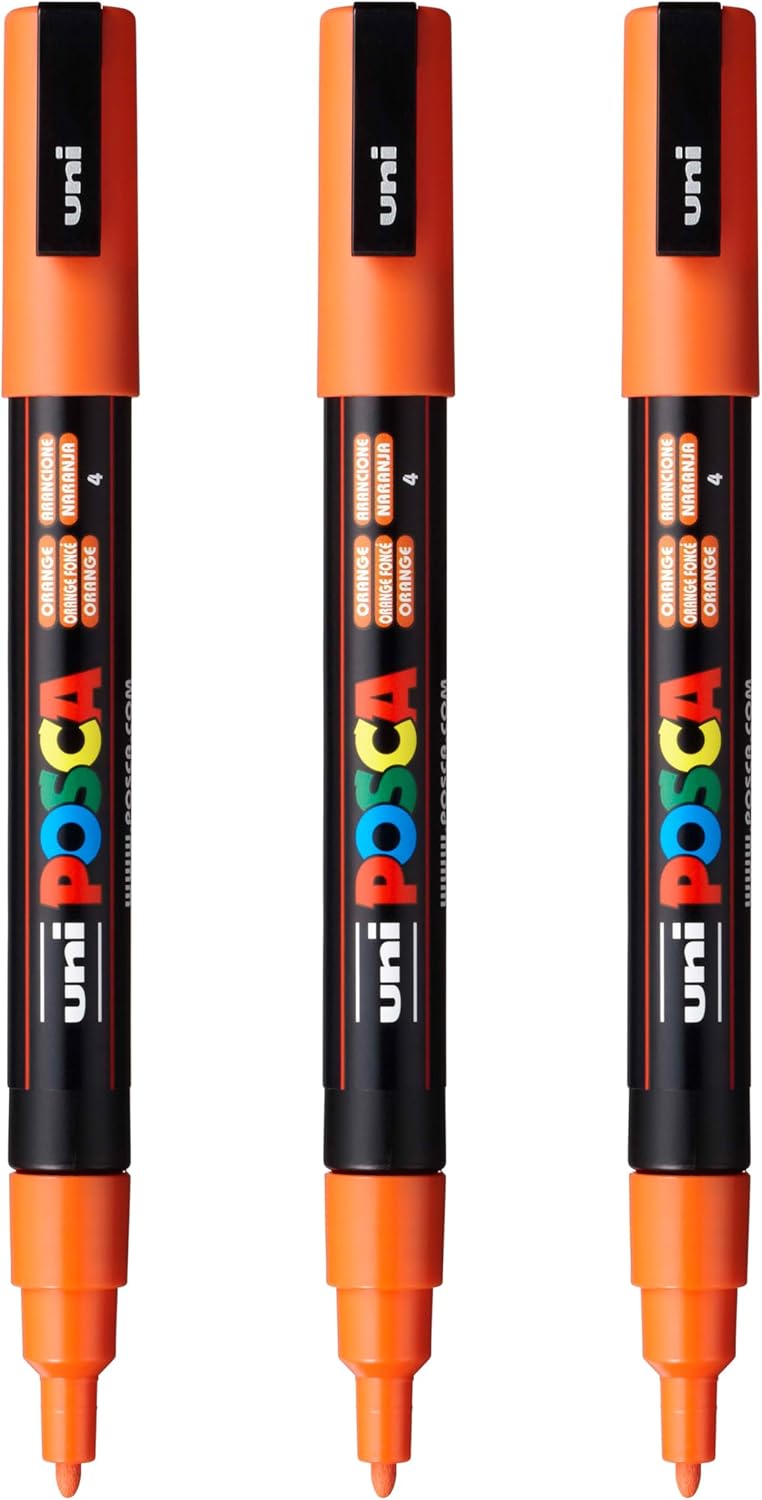 posca PC-3M Water-Based Paint Markers, Reversible Fine Tip (0.9-1.3mm), Pink, 3 Count
