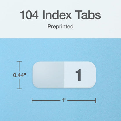 Redi-Tag Daily Adhesive Tabs, Preprinted Daily Tab, 12 Sets of 1-31 plus withBonus Blank Tabs, 7/17" x 1", Durable and Customizable Labels with Permanent Adhesive for Planners & Files, White (1006548)