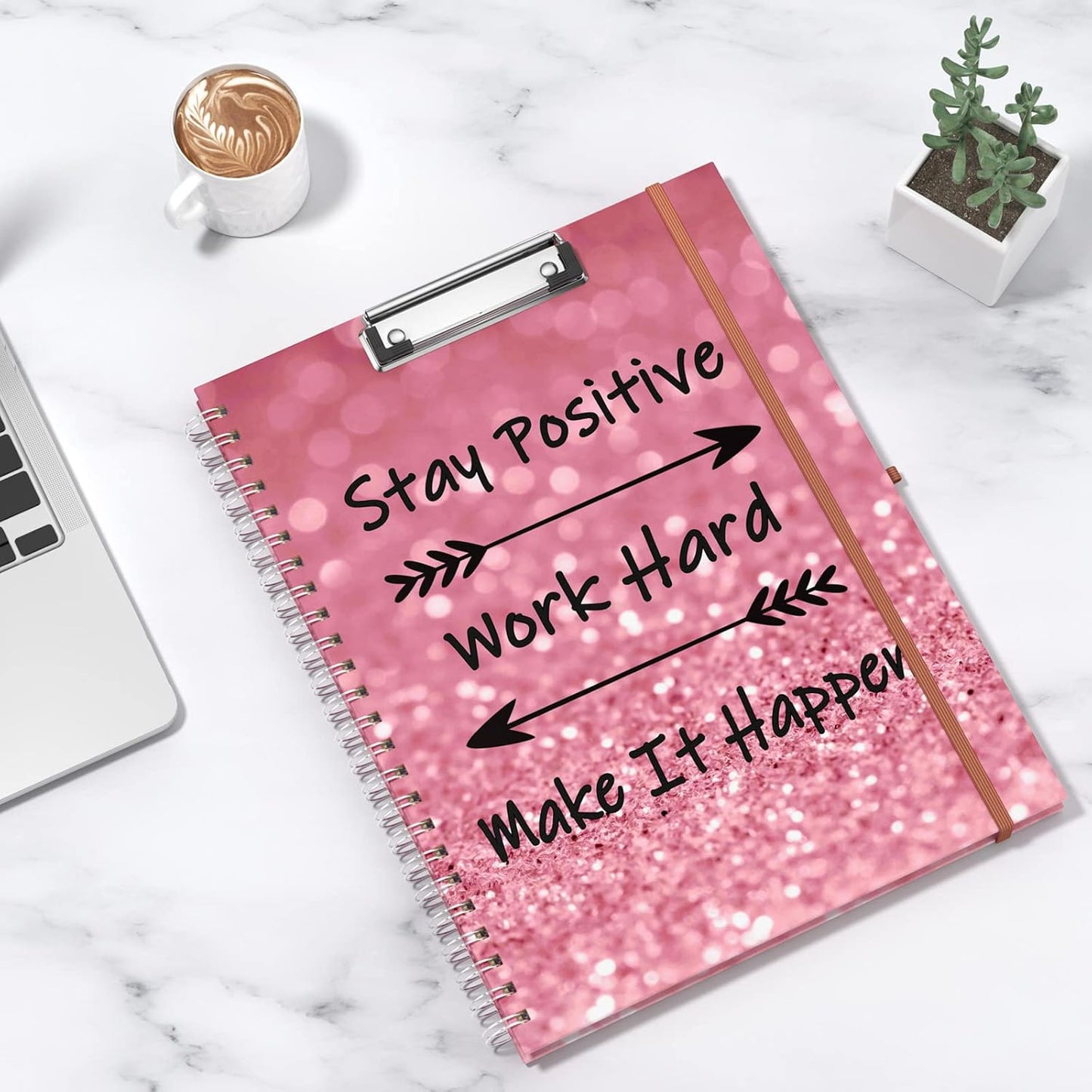 Rimilak Spiral Clipboards Folio with Refillable Lined Notepad, 14.5 x 9.8 In, Hardcover Cover with 5 Interior Pockets, Elastic Band and Pen Loop Series. Cute Stylish Clipfolio, Daisy Flower