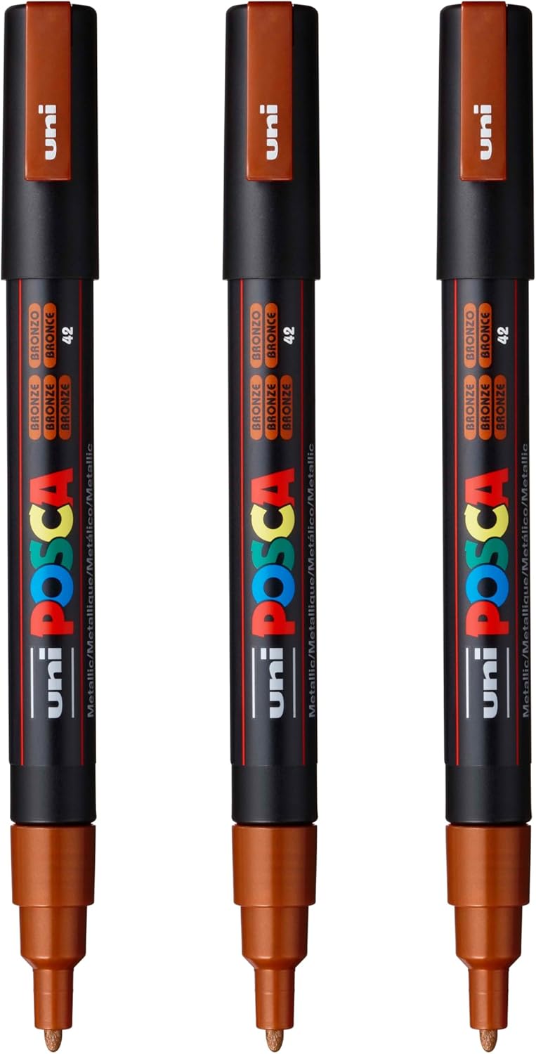 posca PC-3M Water-Based Paint Markers, Reversible Fine Tip (0.9-1.3mm), Pink, 3 Count
