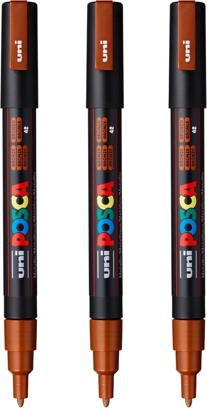 posca PC-3M Water-Based Paint Markers, Reversible Fine Tip (0.9-1.3mm), Pink, 3 Count