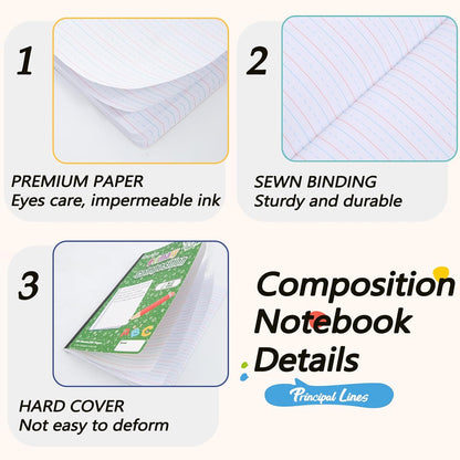 24 Pack Primary Composition Notebooks, Primary Journal Grades k-2, Writing Notebooks for Kids - Primary Ruled 200 Pages (100 Sheets) Hard Cover