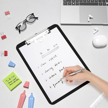 Hongri Plastic Clipboard, White 8.5x11" Clipboard, A4 Letter Size Clipboards for Nurses, Students, Office and Women, Clipboard with Pen Holder and Low Profile Clip, Size 12.5 x 9 Inch(White)