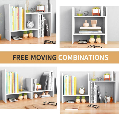 CITLOW Desktop Shelf Organizer - Adjustable Wood Desktop Bookshelf, Table Top Shelves, Desk Book Organizer for Office Supplies and Home Décor (White)