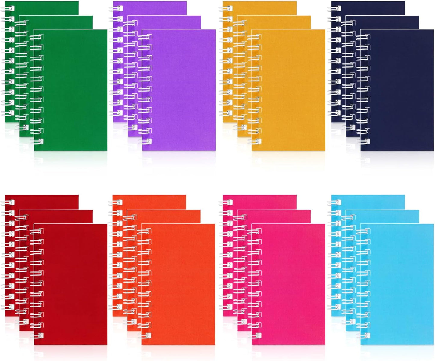 Hooqict 24 Pack Small Pocket Notebook Mini Notebooks Bulk Small Spiral Notepads with 8 Colors, Memo Note Pads for Kids, Work, Office, School, 3.9 x 2.4 Inches