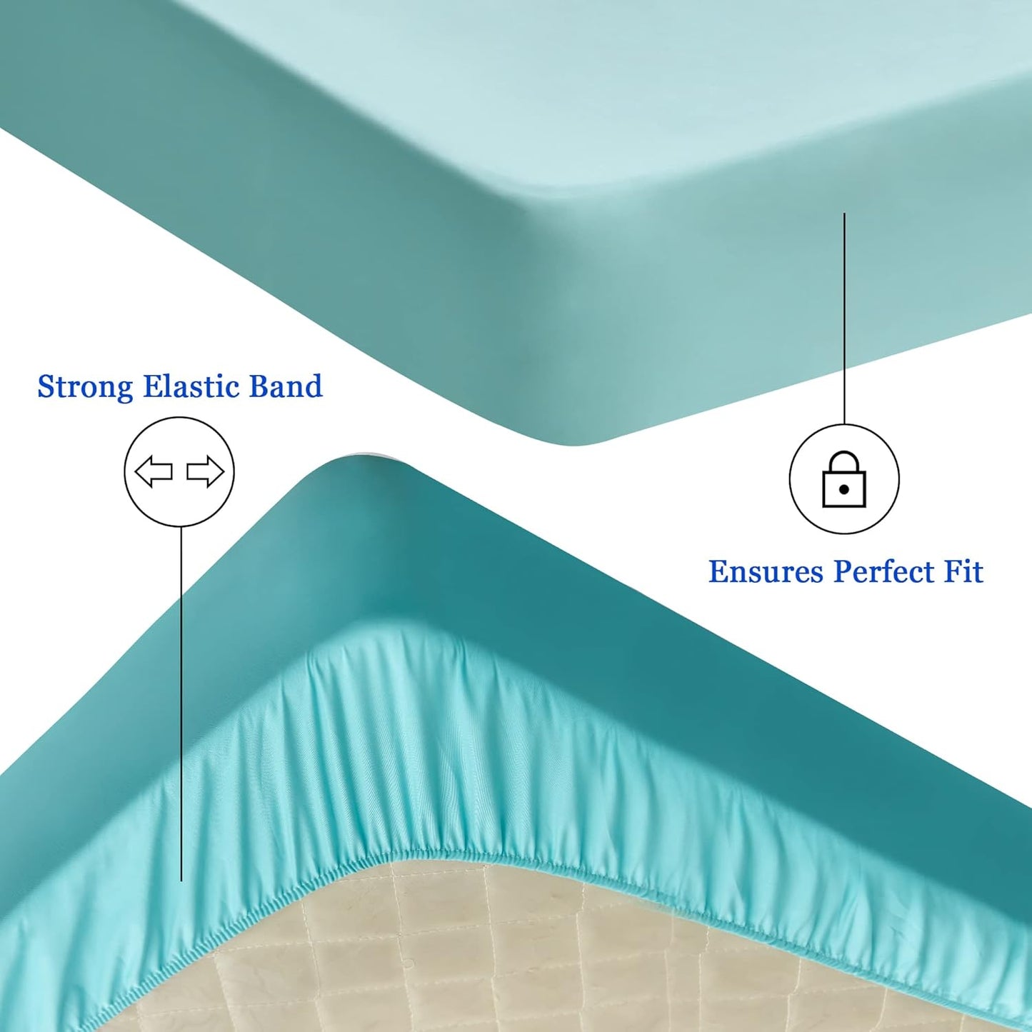 Sufdari Mattress Protector,Waterproof 18" Deep Pocket Mattress Cover Fitted Sheet Style with Elastic Rubber Band,Washable and Easy Care-Black,Queen