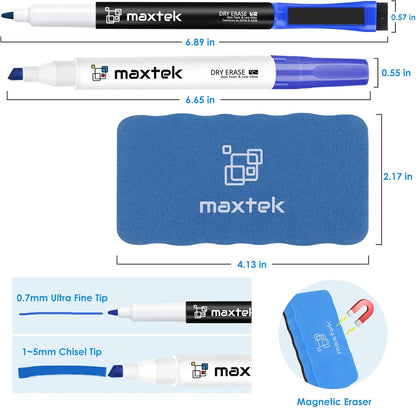 maxtek Low Odor Dry Erase Markers Chisel Tip, Whiteboard Markers Set 4 Count with 1 Magnetic Eraser