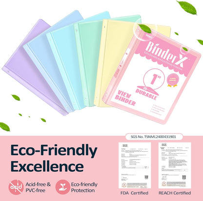 BinderX Extra Durable 3 Ring Binder, Round Rings 1 Inch Binder, Fits 175 Sheets of 8.5x11 Paper, Customizable View Cover with Inside Pockets, Cute 1" Binders, 1 Inch Binders 3 Ring, Pink