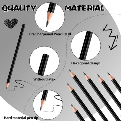 36 PCS Black Colored Pencils, Pre-sharpened Professional Wooden Art Pencils Set for Artists Painting | Premium Drawing Sketching Supplies (Black)