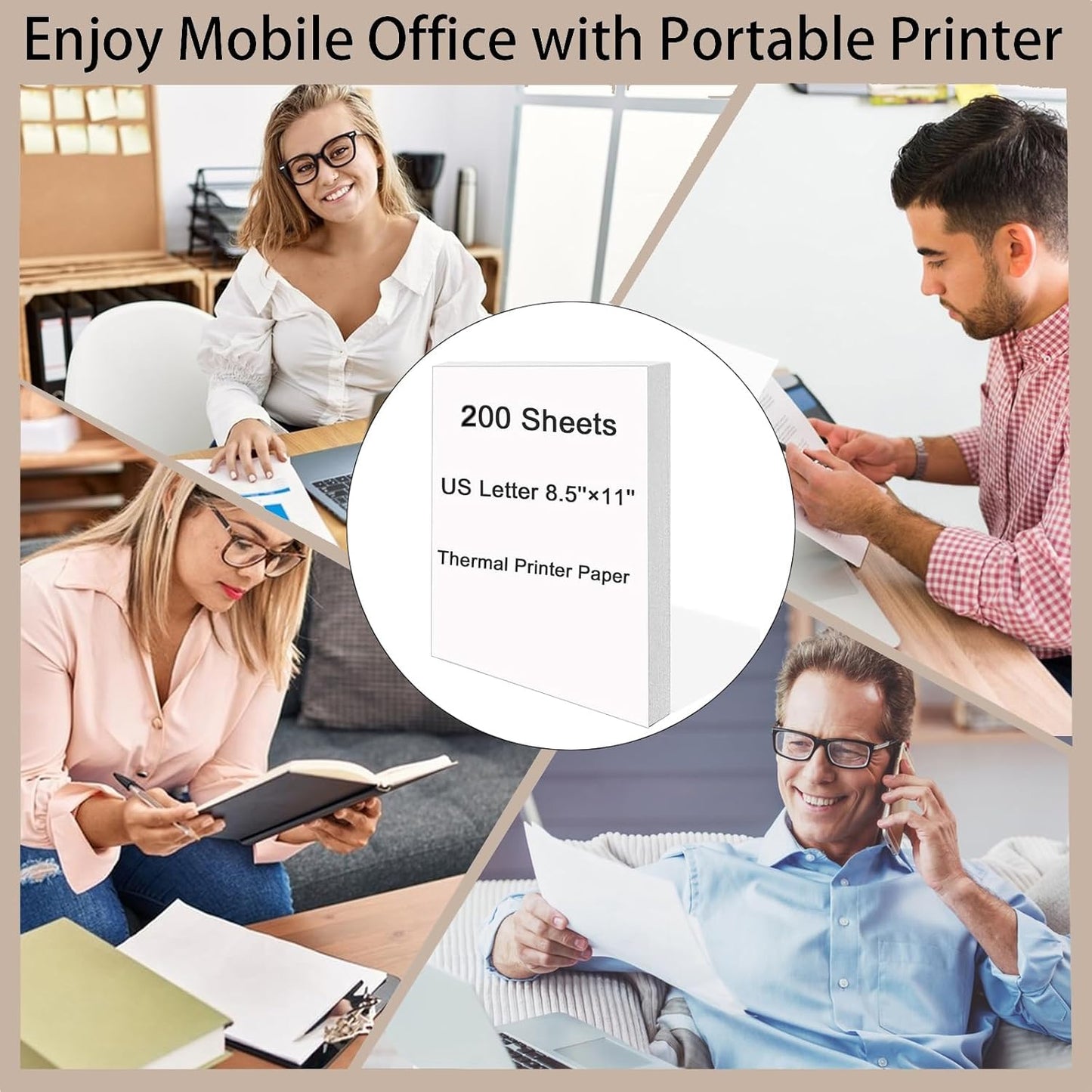 100 Sheets Thermal Printer Paper, 8.5''×11'' US Letter Size, Advanced Printing Paper, Thermal Paper Compatible with Brother Letter Portable Printer, Printer Paper for M08F-Letter, M832, M834, MT800