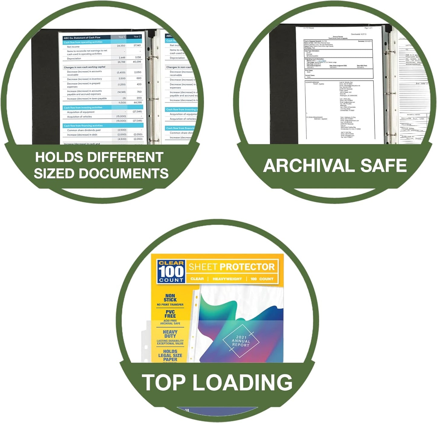 Samsill Sheet Protectors, 8.5 x 14 Inch Document Protectors for Legal Binder, Heavyweight, Clear, Legal Size, Top Loading, Acid Free, 30 Pack