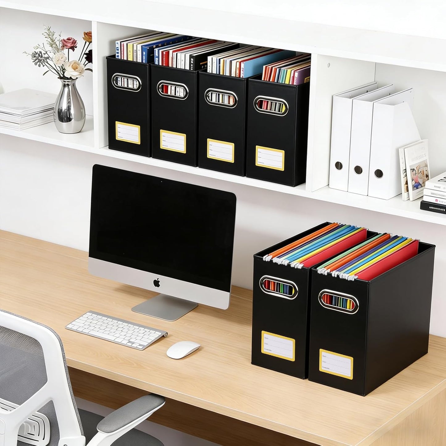 Collapsible File Organizer Box with Handle, Filing Organizer for Home or Office, Small Portable File Box(1 Pack, White)