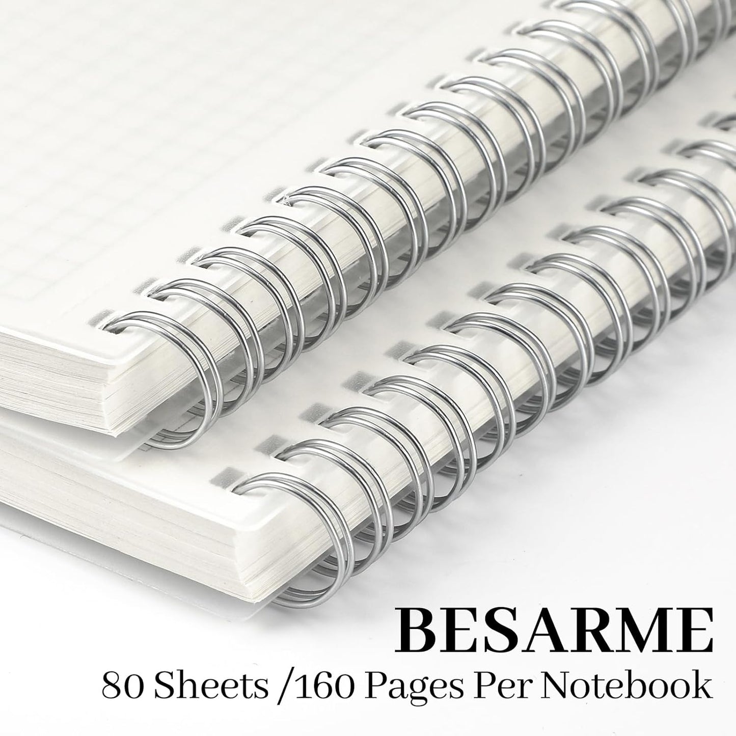 BESARME 2PCS 80 Sheets Large Graph Paper Spiral Notebook 8.5" × 11", A4 Graph Paper Notebook College Ruled Spiral Notebooks for School Office