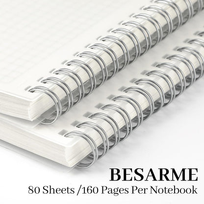 BESARME 2PCS 80 Sheets Large Graph Paper Spiral Notebook 8.5" × 11", A4 Graph Paper Notebook College Ruled Spiral Notebooks for School Office