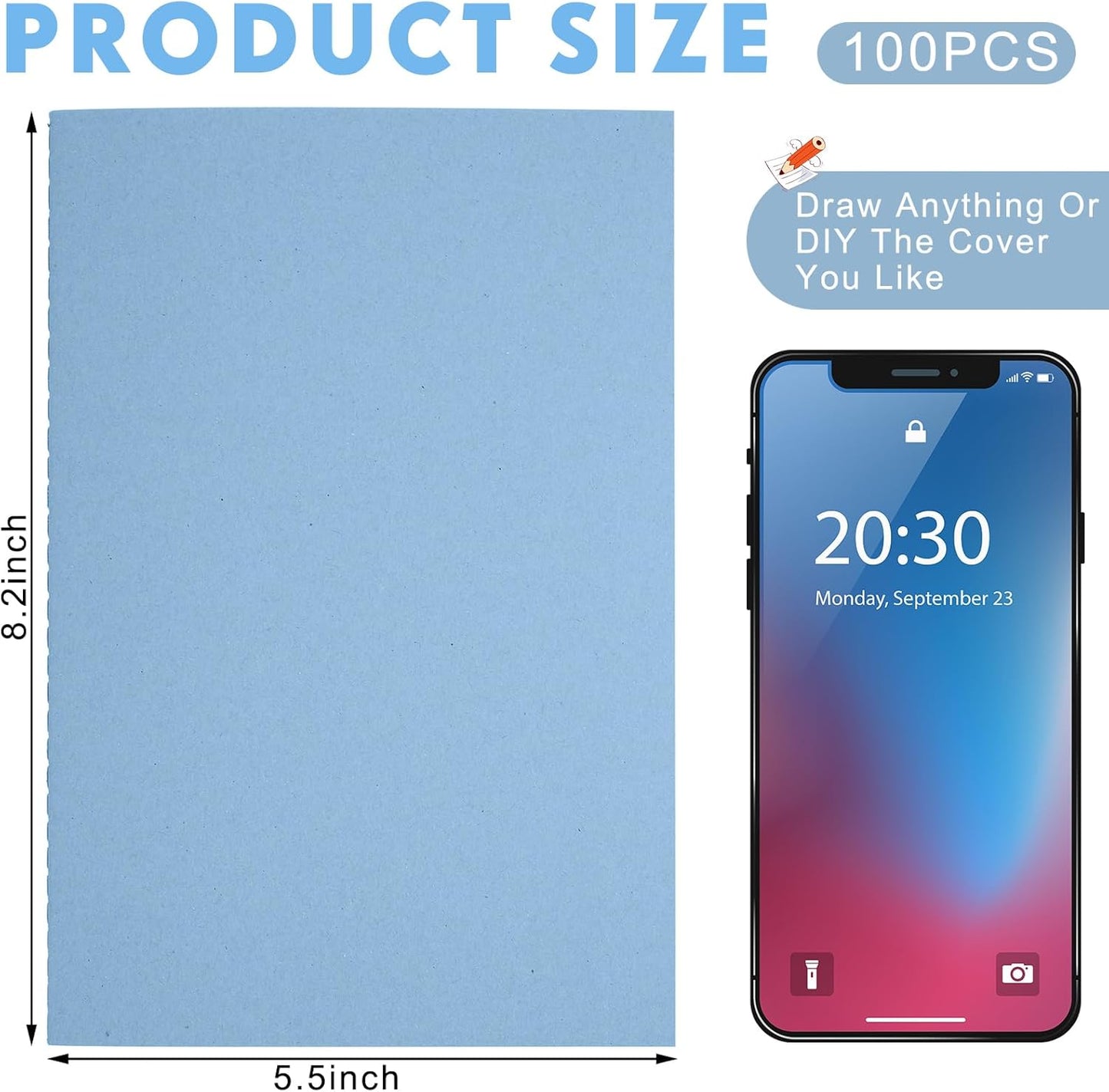Mimorou 100 Pcs Journals Notebooks Bulk - Kraft Softcover A5 Small Notebooks 5.5 Inch x 8.3 Inch Notepads with 60 Page 30 Sheet for Writing Sketch Travel Office Supplies(Navy Blue,Lined)