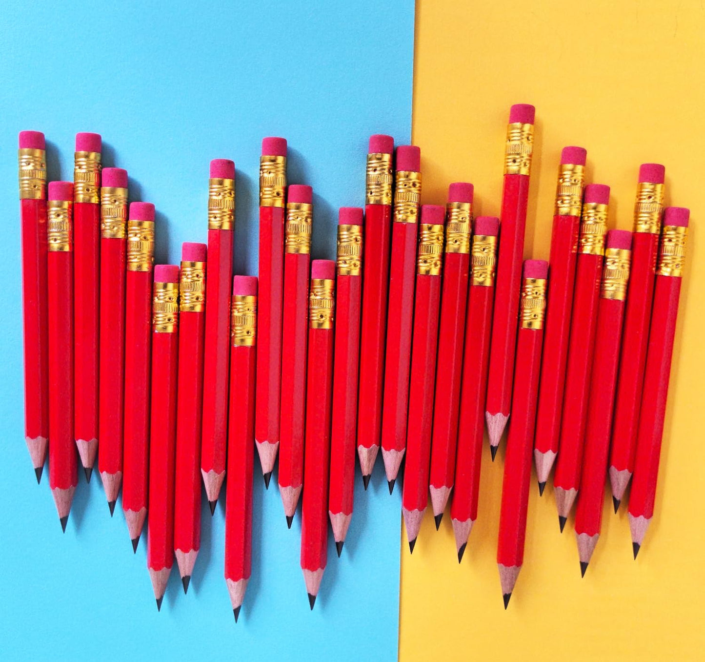 Adhere 25pcs Golf Pencils with Eraser Pre sharpened Hexagon half Wooden Pencils Graphite 2B for Golf Event Scoring,Classroom,Wedding,Company Meetings,Pew, Pocket (Nature)