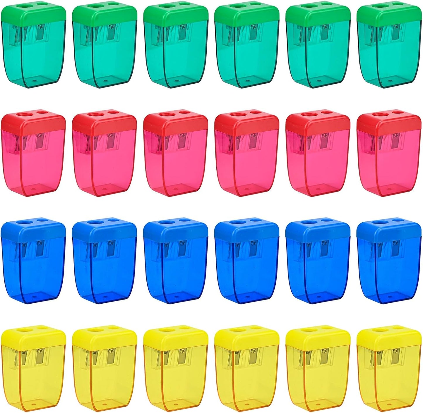 AUSTARK 4Pcs Pencil Sharpeners Manual for Kids Adults, Dual Hole Small Handheld Pencil Sharpener Bulk for Office School Home, Back to School Supplies