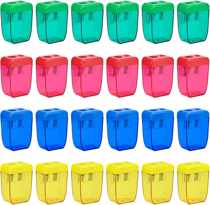 AUSTARK 4Pcs Pencil Sharpeners Manual for Kids Adults, Dual Hole Small Handheld Pencil Sharpener Bulk for Office School Home, Back to School Supplies