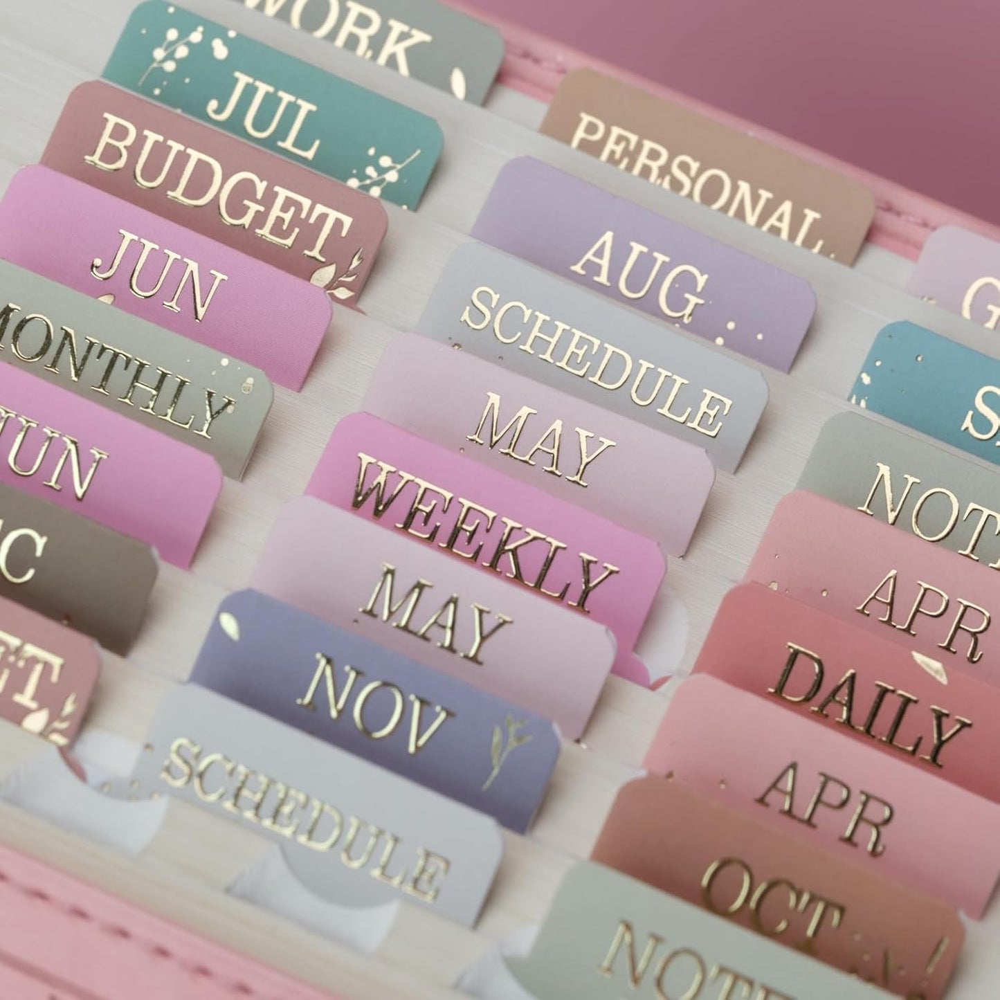 UPAFEXXI-Laminated Planner Monthly Tabs(72 Stickers in Total,24 month,24 Subject,24 Blank) Calendar Monthly Label Stickers for Planners, Subject Label Adhesive Tabs for Folders, Pages(Floral)