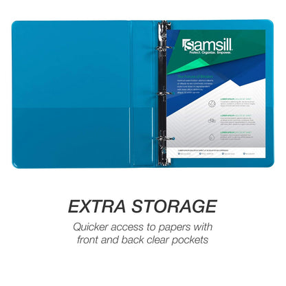 Samsill Economy 3 Ring Mini Binder, 1-Inch Round Ring Binder, Holds 100 Sheets, Black, 6 Pack (MP32300)