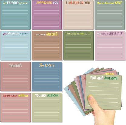 Yinder 48 Pcs Inspirational Sticky Notes Cute Motivational Sticky Notes Pad End of Year Employee Appreciation Gifts Bulk for Teacher Nurse Coworkers Office Supplies 3 x 3'' (Thank You,Dark Color)