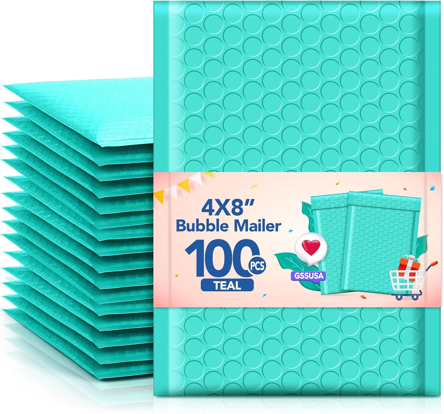 GSSUSA Black Bubble Mailers 4x8 Inches 50 Pack, Usable Size 4X7" Bubble Envelopes for Small Business, Padded Envelope, Shipping Mailers, Packaging Bags, Mailing Envelopes, Shipping Supplies
