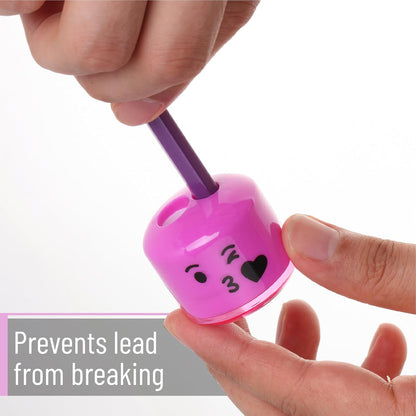 Mr. Pen- Pencil Sharpeners Manual, 48 Pack, Dual Hole, Smiley, Bulk Handheld Pencil Sharpener, Compatible with Standard and Jumbo Pencils, Snap-on Lid, Stainless Steel Blade, Back to School Supplies