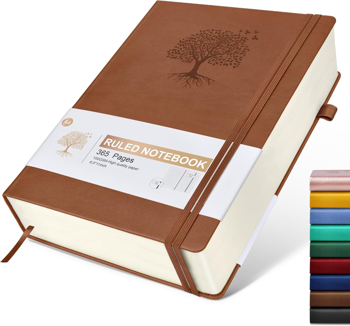 Lined Journal Notebook -365 Pages A5 Thick Journals for Writing Ruled Notebook, Hardcover Leather Journal for Women Men Daily Journal Notebook for Work, Note Taking, 100Gsm Lined Paper( 5.75'' X 8.38'' Green)