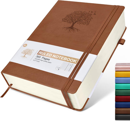 Lined Journal Notebook -365 Pages A5 Thick Journals for Writing Ruled Notebook, Hardcover Leather Journal for Women Men Daily Journal Notebook for Work, Note Taking, 100Gsm Lined Paper( 5.75'' X 8.38'' Green)